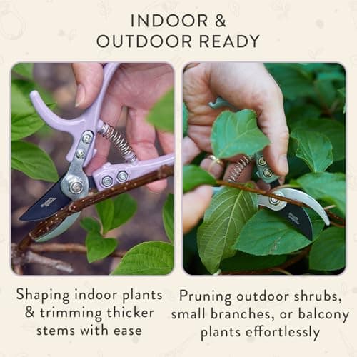 Modern Sprout Hand Pruners - Lightweight Pruning Shears W/Easy Lock- Gardening Scissors - Bypass Sharp Carbon Steel Blade - Rust Resistant - Garden Tools - Reusable Holster - Lavender - Thumbnail 5
