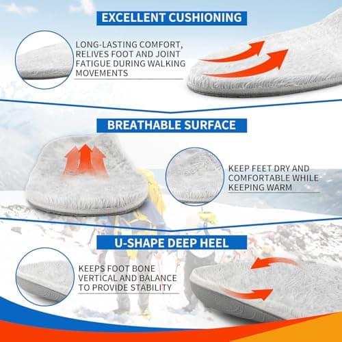 STSVZORR Winter Wool Warm Insole 220 lbs+ Arch Support Insert Metatarsal Pad Pain Relief Men Women Plantar Fasciitis Insole Orthotic Comfort Standing All Day, Work Boots Shoe Insole, Size 13-310MM - Thumbnail 3