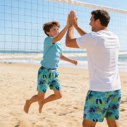 Cozople Boys Swim Trunks Boxer Brief Liner Swim Shorts Botanical Green Bathing Suits Hawaiian Swimsuit Compression Stretchy Boardshorts Size 14-16 - Thumbnail 4
