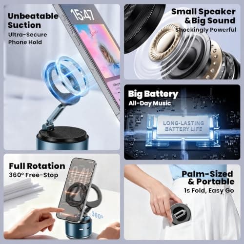 TGWUZZ 2-in-1 Magnetic Golf Cart Phone Holder & Bluetooth Speaker (Blue) - Thumbnail 6