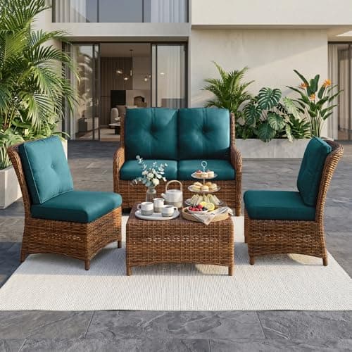 Opohoro Outdoor Chair Cushions-Patio Chair Cushions Set with Removable Cover 22 X 25 Inch Outdoor Cushions for Patio Furniture Chair Sofa Couch-Peacock Blue - Thumbnail 4
