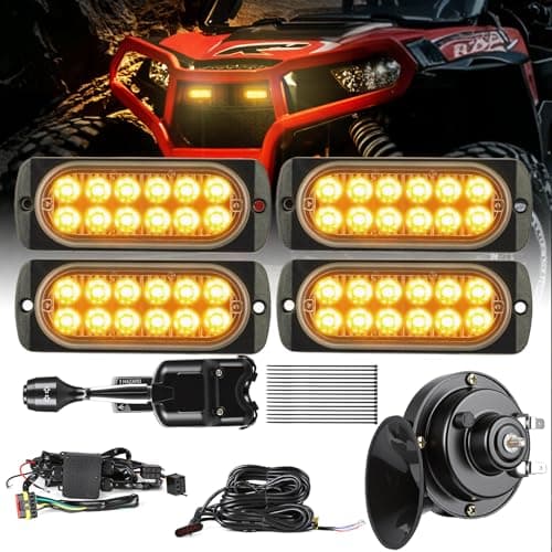 Steelify UTV Turn Signal Kit with 110dB Horn, Dual Row 12 LED Beads, Pre-Wired Plug and Play Lever Column Switch, Universal Street Legal Blinker Kit Compatible with Polaris Can-Am Teryx CFMOTO - Image 1