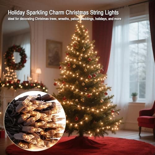 Vigdur 21ft 100 Count String Lights on Brown Wire Cord, UL Approved for Indoor/Outdoor Use, Connectable 120V Clear Outdoor Lights for Xmas Patio Home Party Garden Decor(Warm White) - Thumbnail 6