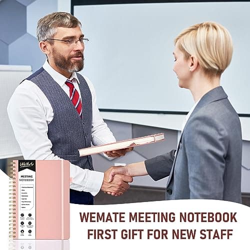 WEMATE Meeting Notebook for Work B5 (7"x10") - PU Leather Work Notebook with Agenda, Action Items & Notes - 200 Pages for Men&Women, Staff and Students, Meeting, Projects Planning -Rose Gold - Thumbnail 5