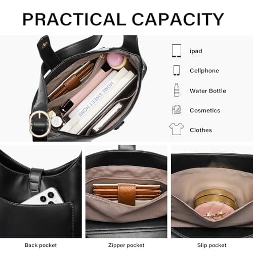 CLUCI Womens Purses and Handbags, Soft Vegan Leather Hobo Bags with Adjustable Strap, Lightweight Slouchy Shoulder Bag - Thumbnail 4