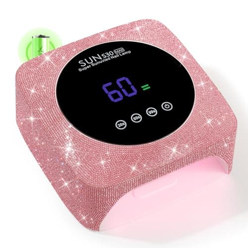 CHRISTINE SHELLY UV Nail Lamp 96W Rechargeable Gel Curing Lamp, Cordless Nail Dryer Gel Polish Light with Large LCD Display, with 3 Timer Setting Auto Sensor for Salon and Home (Pink Diamond) - Image 1