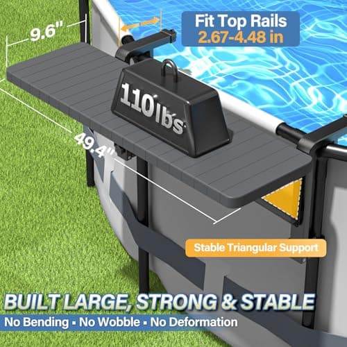 BoYata Pool Bar, Above Ground Poolside Bar Table, 49.4×9.6" Stable & Large Pool Side Table Holds 110LBS, Durable Above Ground Pool Accessories, Swim Up Bar for Round & Oval Frame Swimming Pools - Thumbnail 4