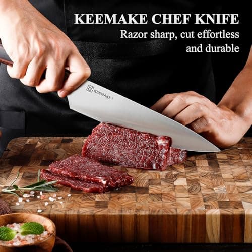 KEEMAKE Chef Knife - 8 Inch High Carbon Stainless Steel Kitchen Knife with Ergonomic Handle, Professional Kitchen Gadgets with Gift Box for Men and Women, Father Day Gifts - Thumbnail 3