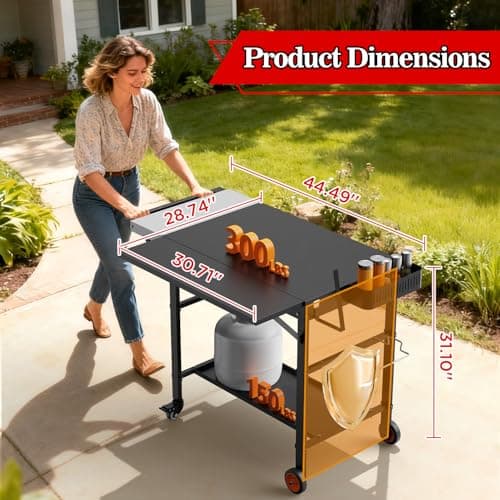 AOKEMAi Grill Table for Oon Pizza Oven Accessories, Ninja Pizza Oven Table with Extendable Desk - Fit Gozney, Solo Stove, Durable Outdoor Grill Cart Stand with Food Prep Topping Station for Backyard - Thumbnail 5