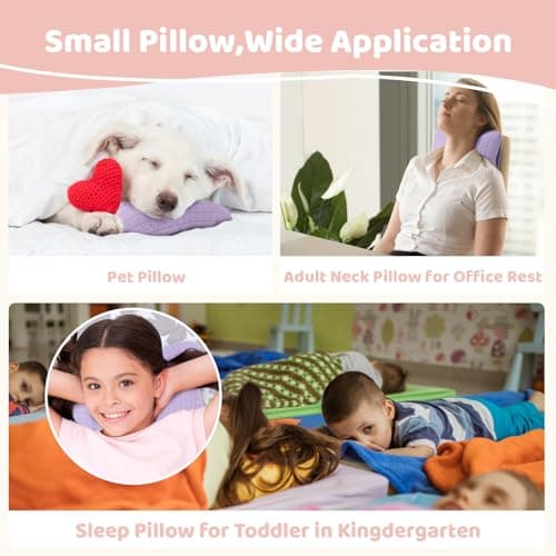 vocheer 11x7in Mini Travel Pillow, Small Pillows for Resting, Tiny Pillows for Neck, Wrist, Lumbar and Knee, Pets Pillow, Cotton, Cover Removable, Machine Washable (Purple-1PC) - Thumbnail 4