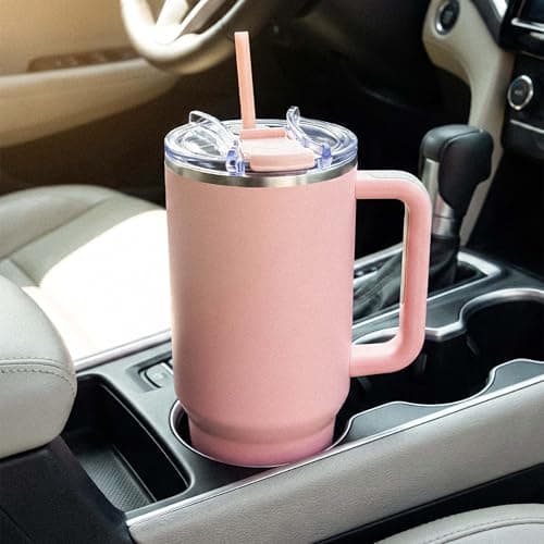 Hogg Big Swig 40 oz Tumbler with Handle and Straw - Morning Blush, 40oz Insulated Stainless Steel, Water Tumbler with Straw, Water Cup with Handle, Versatile Leak Proof Lid - Thumbnail 2
