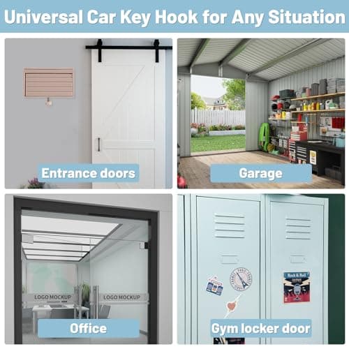 Tolvenza Car Garage Key Holder with Opening Door, Key Holder for Wall, Adhesive Wall Mount Key Rack Organizer, Small Toy Car Garage for Entryway, Easy Installation, Pale Pink - Thumbnail 4