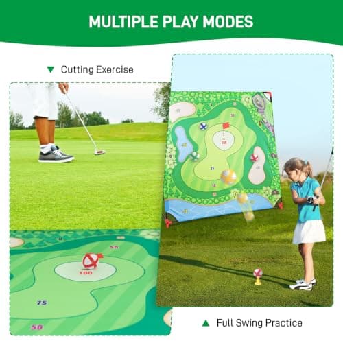 Golf Chipping Game with Stand, Upgrade 54"x 54" Golf Hitting Mat and Practice Set with Sticky Balls Perfect for Backyard Indoor Outdoor Family Battle Game, Christmas Ideal Gifts for Kids Adults (A) - Thumbnail 4