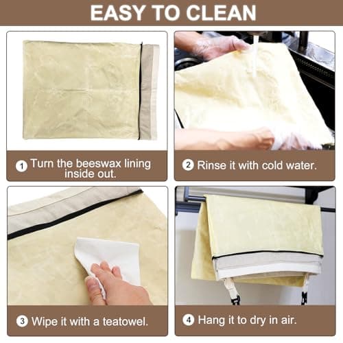 FONDFRAMORY Beeswax Bread Bags for Sourdough, Large Size Sourdough Bread Bags with Beeswax to Keep Freshness Longer, Washable and Reusable Sourdough Storage Bag (2 Pack) (Light Beige) - Thumbnail 5