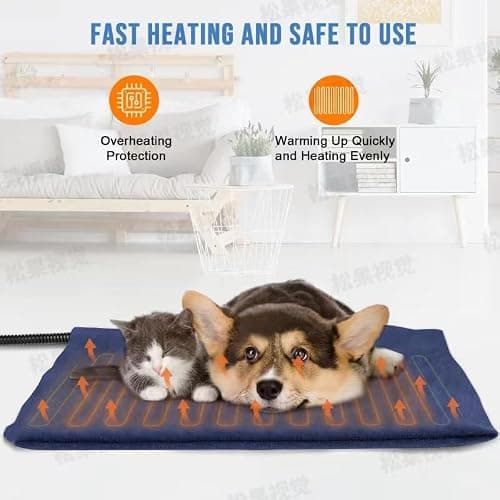 Pet Heating Pad for Dogs, Indoor Electric Heating Pad for Dogs Cat with 9 Adjustable Temperature and Timer, Heated Dog Blanket Bed with Chew Resistant Cord (28×18 inch) - Thumbnail 6