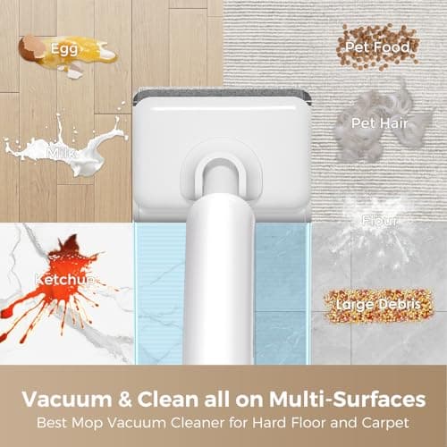 Wet Dry Vacuum Cleaner, Cordless Vacuum Mop Combo for Hard Floors, 23000Pa Powerful Suction, 180° Lay-Flat, Self-Cleaning Floor Washer with 45 Min Runtime, Anti-Tangle Brush, Dual Tank - Thumbnail 2