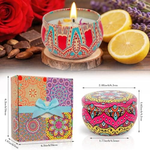 MILINITIQI 4 Pack Candles Gift Set for Women, Small Scented Candles with 8% Essential Oils, Natural Soy Candle with Floral Scents, Elegant Gifts for Women,Men, Spa,Bath,Yoga,Birthday Valentine's Day - Thumbnail 5