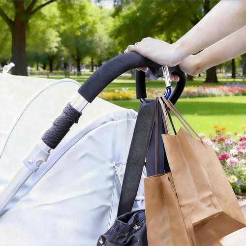 Stroller Hooks for Hanging Bags and Shopping Hanging Purses, Large Stroller Accessories Multifunctional Stroller Hook Organizer for Travel Car Seats, - Thumbnail 2
