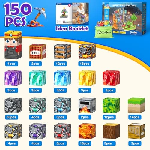 Gooidea Magnetic Blocks -150 Magnetic Building Blocks STEM Toy, Stacking Mine Magnet World Craft Cubes for Kids, Game Gift for Boys Girls Age 3-5 5-7 4-8 8-12 - Thumbnail 6