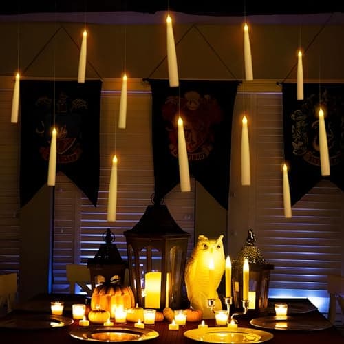 ORIENTAL CHERRY Halloween Decorations - Floating LED Candles with Remote Control -12Pcs Magic Witch Wizard Christmas Decor for Indoor Home Room Classroom Bedroom Birthday Party (with Common Remote) - Thumbnail 2