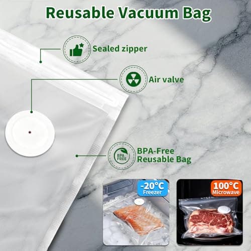SIHUADON Compact Vacuum Sealer for Food, Portable Handheld Vacuum Sealer Machine with Visible Water Tank, 30 Reusable Bags, 5X Fresh Longer food preservation for Kitchen Meal Prep, Home & Camping - Thumbnail 5