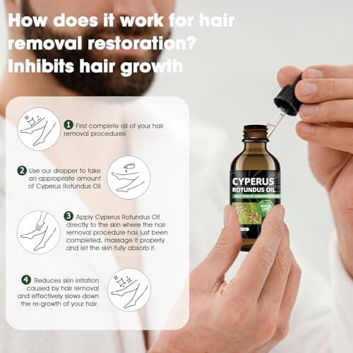 Nodfens Cyperus Rotundus Oil For Hair Removal, 2Pcs 60ML Natural Cyperus Oil For Reducing Body Hair Growth, Moisturizing & Soothing body oil Ideal for All Skin Types - Thumbnail 2