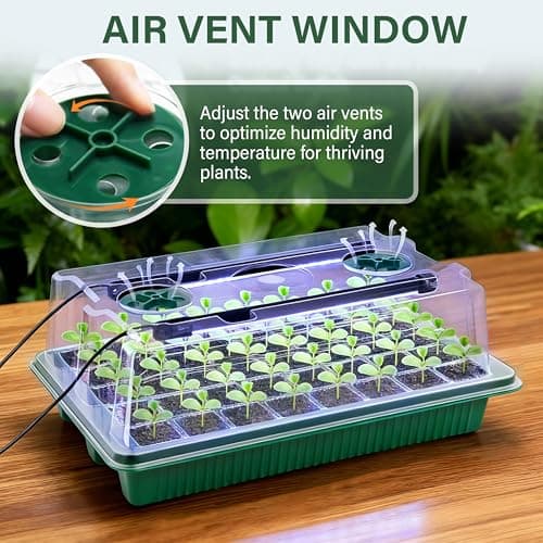 Seed Starter Tray with Grow Light, 2 Pack - 80 Cells Indoor Seeding Kit with Adjustable Humidity Dome, 10 Brightness Levels & Timer & Soil Hygrometer & Seedling Tools, All-in-readiness Seeding Kit - Thumbnail 4