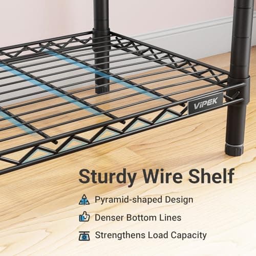 VIPEK Classic V6 Medium Heavy Duty Clothes Rack, 7-Tier Garment Rack with Adjustable Shelves, Portable Closet with 4 Hanging Rods, Space-Saving, 750lbs Capacity, 59.8" L x 14.6" W x 76.4" H, Black - Thumbnail 6