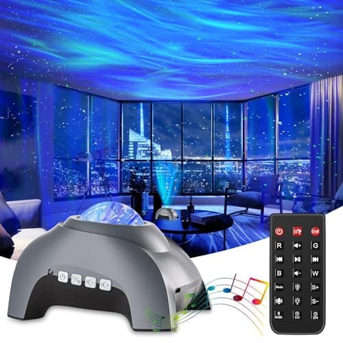 CIMELR Star Projector, Northern Galaxy Aurora Lights Projector with 33 Light Effects Bluetooth Speaker & White Noise, Remote Control Night Light for Bedroom, Room Decor, Gift for Kids Adults (Grey) - Image 1