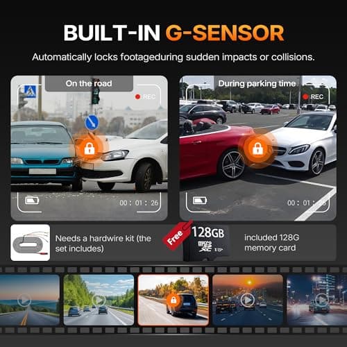 4K+1080P Dash Cam Front and Rear,FHD Wireless Dual Dashcam for Cars,Hardwire,HDR Night Vision,24H Parking Mode,5G WiFi & GPS,Car Battery Protection,Hardwire Kit,128GB Card - Thumbnail 4