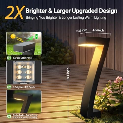 WdtPro Solar Lights Outdoor Pathway Lights, 6 Pack Upgraded Bright LED Outdoor Solar Light for Outside, IP65 Waterproof Solar Garden Light for Yard, Driveway, Walkway, Landscape, Patio Decor - Thumbnail 2