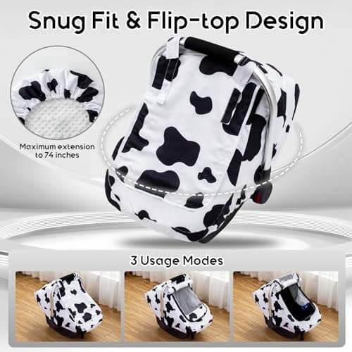 Baby Car Seat Cover, Extra Large Mesh Carseat Cover for Boys Girls, Infant Car Seat Cover with Privasy Sunshades & 3D Mink Dot, Universal Baby Carrier Cover for All Season - Thumbnail 5