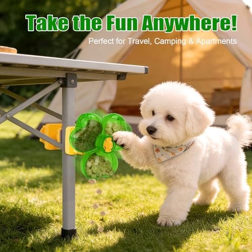 AOFANPET Cat Slow Feeder Puzzle Toy with Clamp Mount, Interactive Clover Treat Dispenser for Small Dogs & Cats, 3 Adjustable Feeding Openings for Dry Food, Enrichment Food Dispenser for Indoor/Outdoor - Thumbnail 3