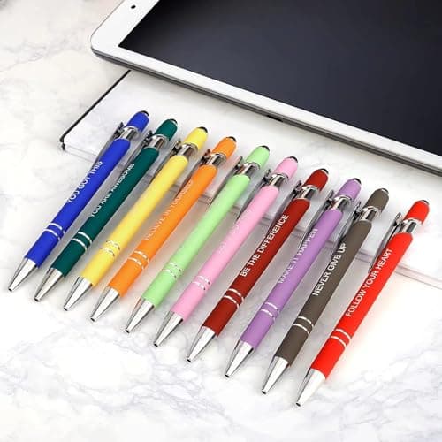 Greengines 10 Pcs Inspirational Pens - Motivational Ballpoint Pens Bulk with quotes Stylus Tip Gifts for School Coworkers Office Supplies Black Ink - Thumbnail 6