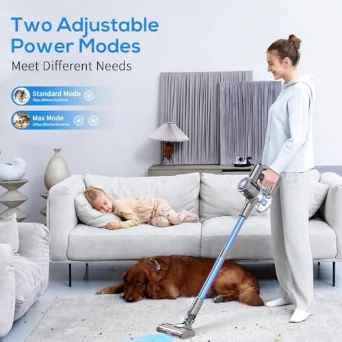 MBTTODF Cordless Vacuum Cleaner, Stick Vacuum Cordless Rechargeable with Power Suction, Up to 40-Min Runtime, Lightweight Vacuum Cleaners for Home, Hardwood Floor,Pet Hair,Carpets,Tile(Blue) - Thumbnail 5