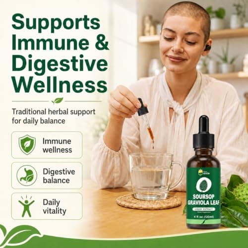 KingHealth Soursop Bitters Liquid, Organic Soursop Leaves Extract, 4 Fl Oz - Thumbnail 3