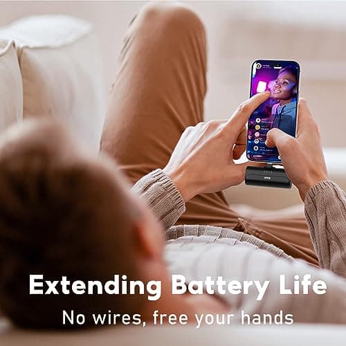 UPEB Small Portable Charger for iPhone 5000mAh 2 Packs with Built in Cable, MFi Certified Compact Power Bank Cordless External Battery Pack for All iPhone Series 14/13/12/11/XR/X/SE/8/7/6 Pro Max - Thumbnail 5