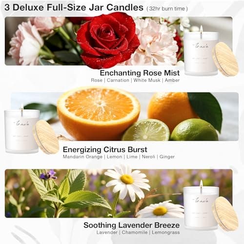 TRINIDa Scented Candles 120Hrs, Soy Candles for Home Scented, Aromatherapy Candle Set, Lavender Candle Gifts for Women Birthday - Thumbnail 2