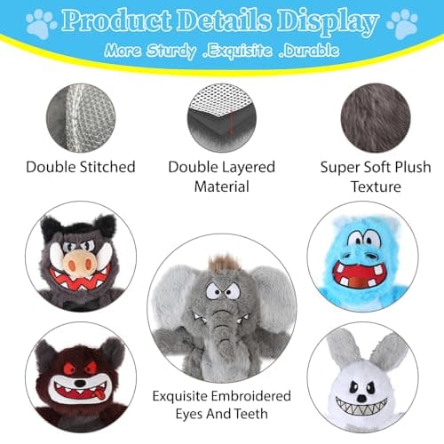 Bzonsmart 5 Pack Squeaky Dog Toys.Tough Plush Chew Toys for Dogs.Interactive Dog Toys to Keep Small Medium Large Breed Dogs Busy .Durable Anti-Boredom Dog Toy for Teething & Playtime. - Thumbnail 2