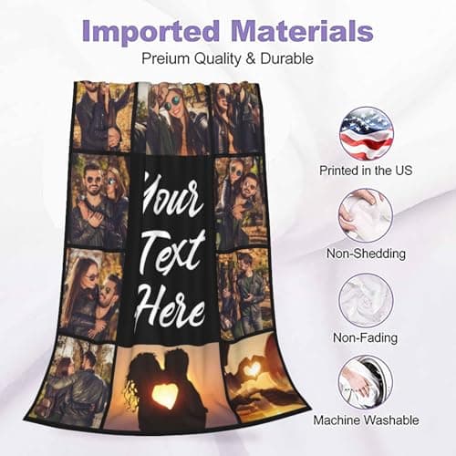 Personalized Love Gifts for Girlfriend Boyfriend Birthday Custom Blanket with Picture Text Customized Anniversary Memories Souvenir with Photos Gift for Couple Wedding Valentines Day Soft Warm - Thumbnail 6