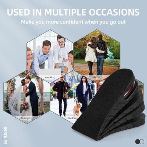 XINIFOOT Height Increase Insole 4-Layer Air Cushion Heel Insert Lift Shoes Insole for Men and Women Invisible Elevator Adjustable Insoles (Half Pad, 2.95 Inch) - Thumbnail 6