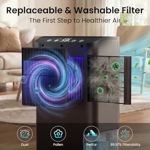 Dehumidifier for Home, Dehumidifier for Basement with Drain Hose/Humidity Display/85 OZ Water Tank/Washable Filter/Auto Shut Off/Ultra Quiet, Small Dehumidifier for Bedroom, Bathroom, RV, Whole Home - Thumbnail 6