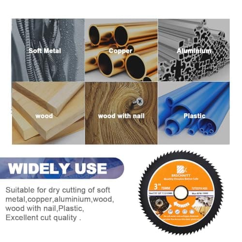 HSS Circular Saw Blade 3inch - BRSCHNITT 5pcs 72T 11.12-9.5mm Arbor Cutting Discs for Wood, Copper, Aluminum, Plastic and Soft Metal - Thumbnail 3