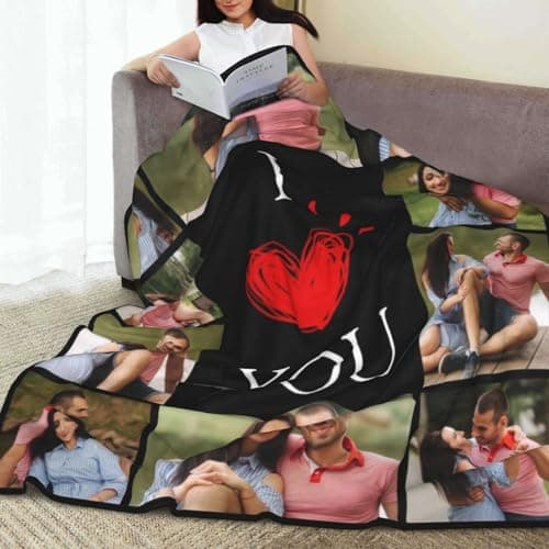 Personalized Gifts for Couple Love Anniversary Girlfriend Boyfriend Birthday Custom Blanket with Picture Customized Memories Souvenir with Photos Wedding Valentines Day Gift for Wife Soft and Warm - Thumbnail 3