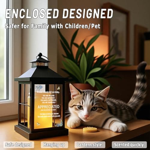 Candle Warmer Lamp with Timer,Lantern Warmer Compatible with 3 Wick Candles,Vintage Dimmable Lamp Candle Warmer Lantern with Glass Motivational Quote Desk Sign Decor Home Office Desk Decor - Thumbnail 5