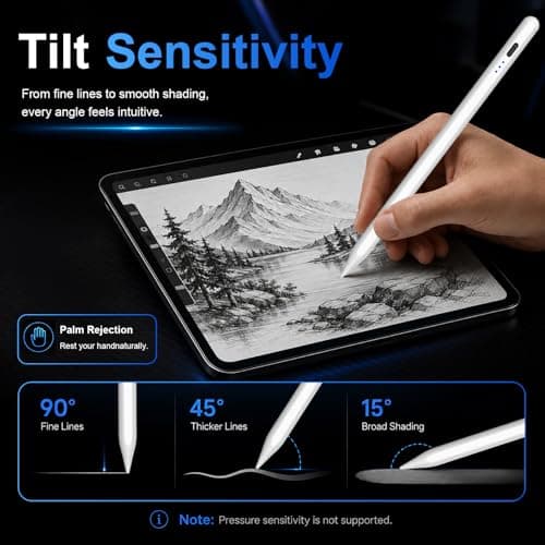 HATOKU Stylus Pen for iPad 2018-2025, 15 Mins Fast Charging Pencil (1st Generation) with Plam Rejection & Tilt Magnetic Digital Pens for iPad 6-9/10/11, Air 3/4/5/M2/M3, Mini 5/6/7, Pro 11/12.9/M4/M5 - Thumbnail 5