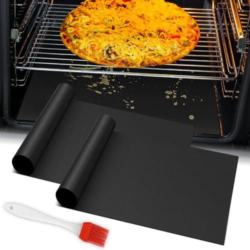 Oven Liners for Bottom of Oven, 2 Pack Reusable Large Thick Heavy Duty Teflon Oven Mat Set, Non Stick Oven Mats for Bottom of Electric Oven Gas Oven Toaster Oven Microwave Stove Grill, Easy to Clean - Image 1