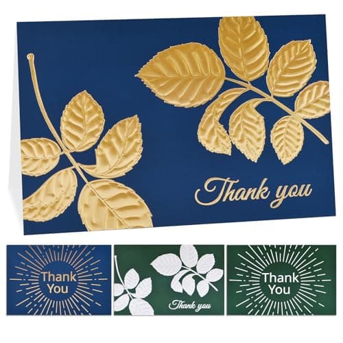 24 Pack Thank You Cards with Envelopes, Elegant Professional Raised Gold & Silver Foil, 4 Designs, Pefect for for Weddings, Teacher Appreciation, Graduation, Small Business Gifts, Holiday & Christmas Thank You Notes - Image 1
