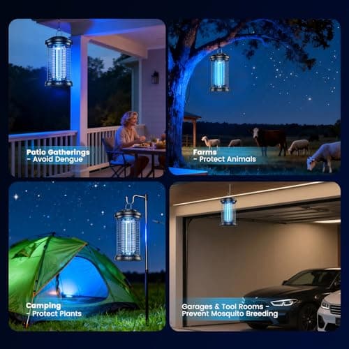 ZammingZap Outdoor Bug Zapper, IPX5 Mosquito Zapper with Dual Lure 365nm Light & 36℃ Body Heat CO2 Mimic, 4200V Smart High Voltage Insect Trap for Patio Backyard Garden - Thumbnail 3