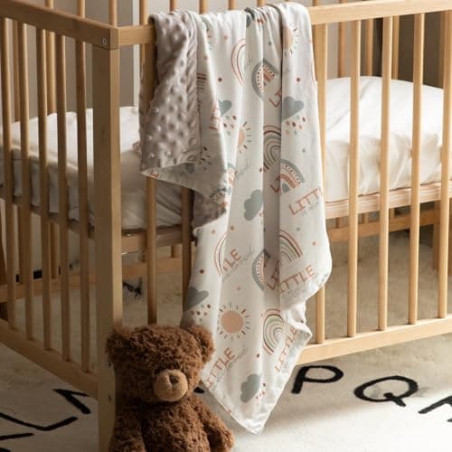 CIVARUA KIDS Baby Blankets for Unisex Boys Girls - Super Soft Clouds Rainbow Nursery Minky Blankets, 30 x 40 Inch Dotted Fleece Backing, Printed Bed Throws Newborn - Thumbnail 3